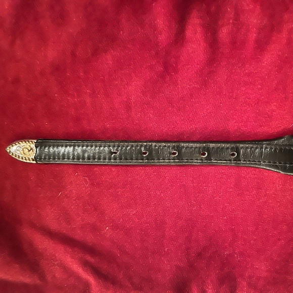 Justin Black Leather Belt W/ Silver & Gold Crumrine Buckle & (11) Silver Conchos - Picture 12 of 16